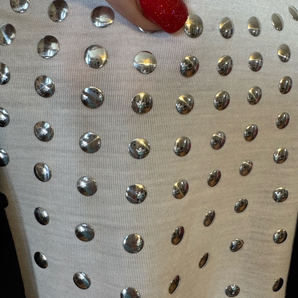 NWT Black/White Layered Look Top w/Studded Detail 1X #3 - Picture 3 of 9